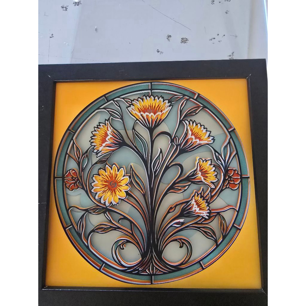 3D Yellow Black Floral Layered Paper 8x8 - Picture 3 of 5
